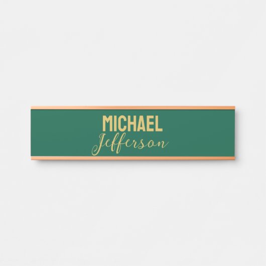 Gold green color elegant modern minimalist name türschild (Vorderseite )