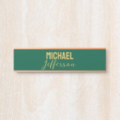 Gold green color elegant modern minimalist name türschild (Vorderseite )