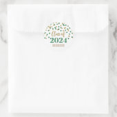 Gold Green Confetti Abschluss 2024 Runder Aufkleber (Tasche)
