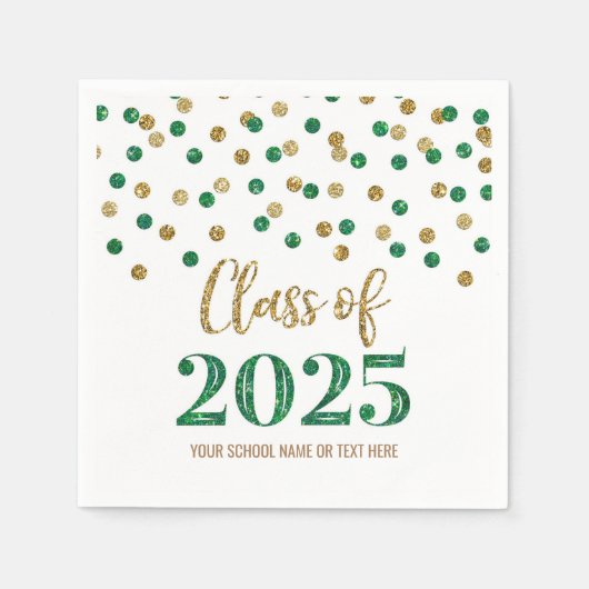 Gold Green Confetti Class of 2025 Napkins Serviette (Vorderseite)