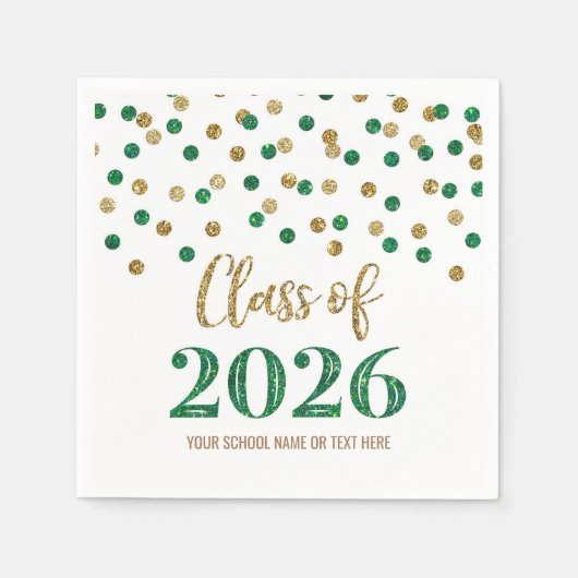 Gold Green Confetti Class of 2026 Napkins Serviette (Vorderseite)