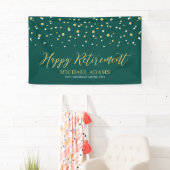 Gold & Green Confetti | Happy Retirement Party Banner (Insitu)