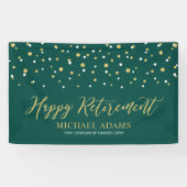 Gold & Green Confetti | Happy Retirement Party Banner (Horizontal)