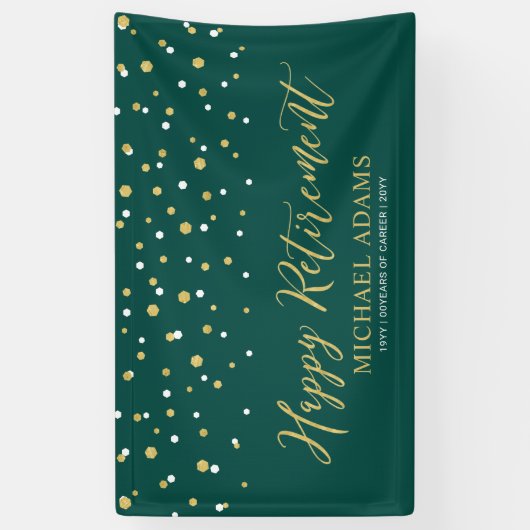 Gold & Green Confetti | Happy Retirement Party Banner (Vertikal)