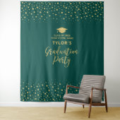 Gold & Green Confetti | Hintergrund der Absolvente Wandteppich (Beispiel)