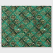 Gold Green Damask Elegantes Chic Weihnachten Geschenkpapier (Flach)