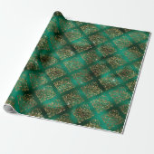 Gold Green Damask Elegantes Chic Weihnachten Geschenkpapier (Ungerollt)