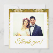 Gold Green Damask Wedding Dankeskarte (Vorderseite)