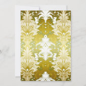Gold Green Damask Wedding Einladung (Rückseite)