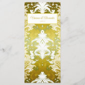 Gold Green Damask Wedding Menükarte (Rückseite)