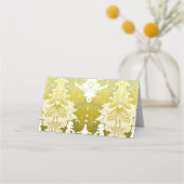 Gold Green Damask Wedding Platzkarte (Rückseite)
