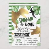 Gold Green Dinosaurier Einladung zum Geburtstag (Vorne/Hinten)