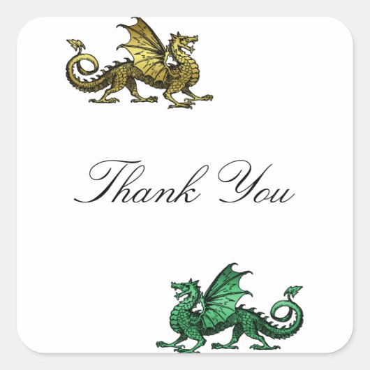 Gold Green Dragon Danke Stickers (Vorderseite)