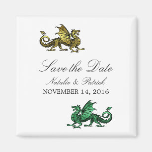 Gold Green Dragon Save the Date Magnet