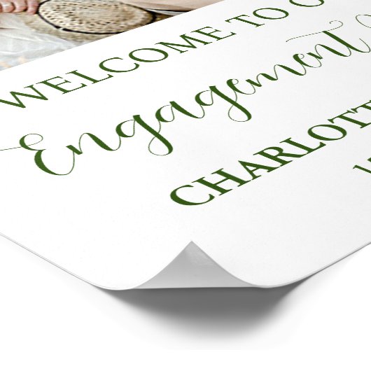 Gold Green Engagement Party Custom 8.5x11 Foto Poster (Ecke)