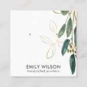 GOLD GREEN EUCALYPTUS FAUNA EARRING STUD ANZEIGE B QUADRATISCHE VISITENKARTE (Vorderseite)