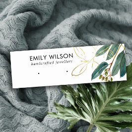 GOLD GREEN EUCALYPTUS FAUNA EARRING STUD ANZEIGE MINI VISITENKARTE