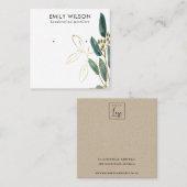 GOLD GREEN EUCALYPTUS FAUNA EARRING STUD DISPLAY B QUADRATISCHE VISITENKARTE (Vorne/Hinten)
