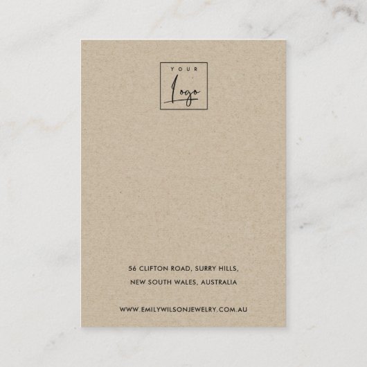 GOLD GREEN EUCALYPTUS FAUNA EARRING STUD DISPLAY B VISITENKARTE (Rückseite)