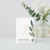 GOLD GREEN EUCALYPTUS FAUNA NECKLACE BAND DISPLAY VISITENKARTE (Stehend Vorderseite)