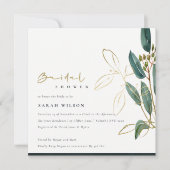 GOLD GREEN EUCALYPTUS FOLIAGE BRAUTPARTY INVITE DANKESKARTE (Vorderseite)