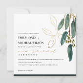 GOLD GREEN EUCALYPTUS FOLIAGE VOW RENEWITE INVITE DANKESKARTE (Vorderseite)