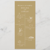 Gold Green Eucalyptus Timeline Wedding Program Programm (Vorderseite)