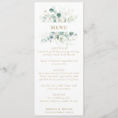 Gold Green Eucalyptus Wedding Menu Menükarte (Vorderseite)