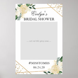 Gold Green Floral Brautparty Foto Prop Poster