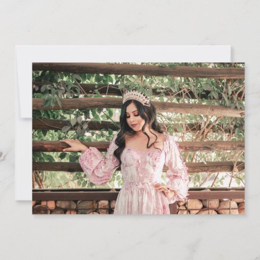 Gold Green Floral Quinceañera Save the Date Einladung (Rückseite)