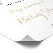 Gold Green Foliage Baby Dusche Begrüßung Poster (Ecke)
