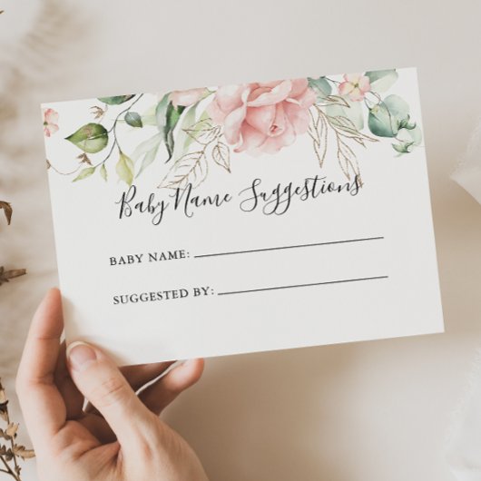 Gold Green Foliage Baby Name Suggestions Card