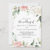 Gold Green Foliage Bloral The Wedding of Einladung (Vorderseite)