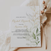 Gold Green Foliage Bridal Brunch Brautparty Einladung