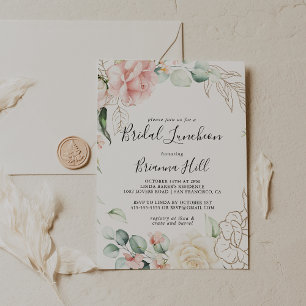 Gold Green Foliage Bridal Luncheon Brautparty Einladung