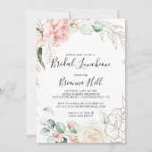 Gold Green Foliage Bridal Luncheon Brautparty Einladung (Vorderseite)