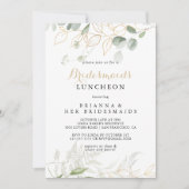 Gold Green Foliage Bridesmaids Luncheon Dusche Einladung (Vorderseite)