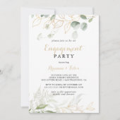 Gold Green Foliage Calligraphy Engagement Party Einladung (Vorderseite)