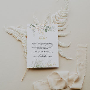 Gold Green Foliage Calligraphy Hotel Begleitkarte