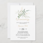 Gold Green Foliage Calligraphy Quinceañera Einladung (Vorderseite)