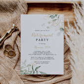Gold Green Foliage Calligraphy Retirement Party Einladung