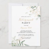 Gold Green Foliage Calligraphy Retirement Party Einladung (Vorderseite)