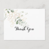 Gold Green Foliage Calligraphy Vielen Dank, dass S Postkarte (Vorderseite)