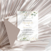 Gold Green Foliage Calligraphy Wedding Breakfast Einladung