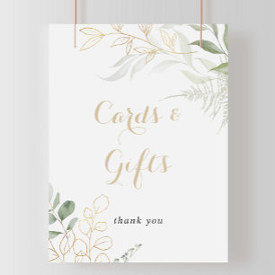 Gold Green Foliage Cards und Geschenke-Zeichen Poster