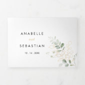 Gold Green Foliage Dreifach Hochzeitseinladung Dreifach Gefaltete Einladung (Cover)