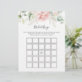 Gold Green Foliage Floral Bridal Bingo Game (Stehend Vorderseite)