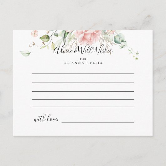 Gold Green Foliage Floral Wedding Advice Card Postkarte (Vorderseite)