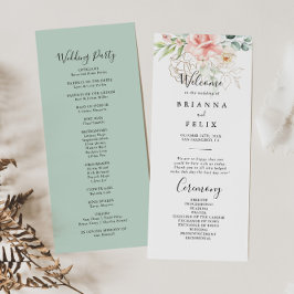 Gold Green Foliage Floral Wedding Program Programm