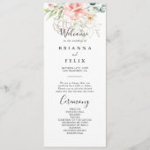 Gold Green Foliage Floral Wedding Program Programm (Vorderseite)